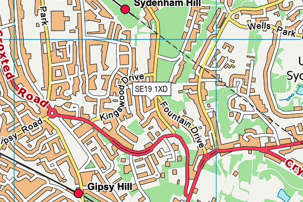 SE19 1XD map - OS VectorMap District (Ordnance Survey) SE19 1XD map - OS VectorMap District (Ordnance Survey)