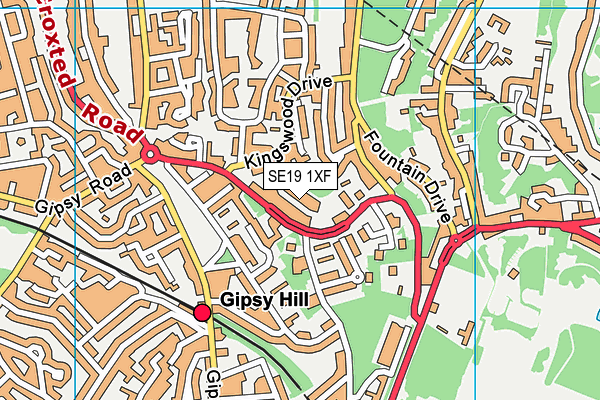 SE19 1XF map - OS VectorMap District (Ordnance Survey)