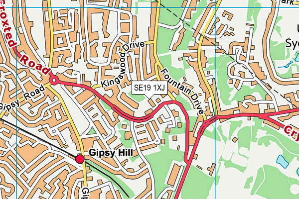 SE19 1XJ map - OS VectorMap District (Ordnance Survey) SE19 1XJ map - OS VectorMap District (Ordnance Survey)