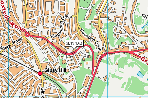 SE19 1XQ map - OS VectorMap District (Ordnance Survey) SE19 1XQ map - OS VectorMap District (Ordnance Survey)