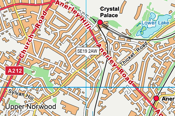 SE19 2AW map - OS VectorMap District (Ordnance Survey) SE19 2AW map - OS VectorMap District (Ordnance Survey)
