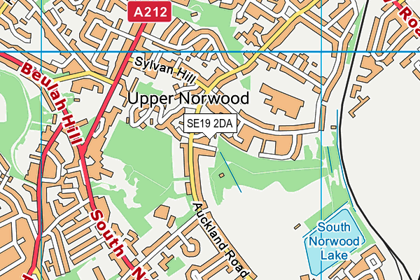 SE19 2DA map - OS VectorMap District (Ordnance Survey) SE19 2DA map - OS VectorMap District (Ordnance Survey)