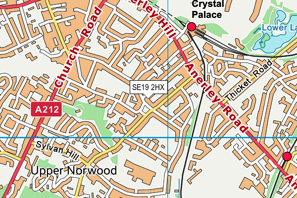 SE19 2HX map - OS VectorMap District (Ordnance Survey) SE19 2HX map - OS VectorMap District (Ordnance Survey)