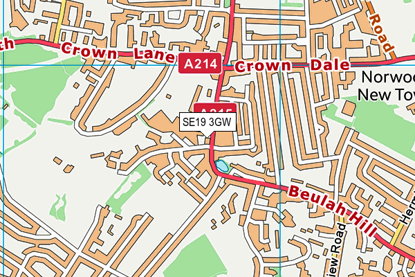 SE19 3GW map - OS VectorMap District (Ordnance Survey) SE19 3GW map - OS VectorMap District (Ordnance Survey)