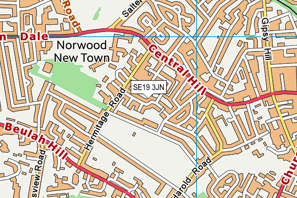 SE19 3JN map - OS VectorMap District (Ordnance Survey)