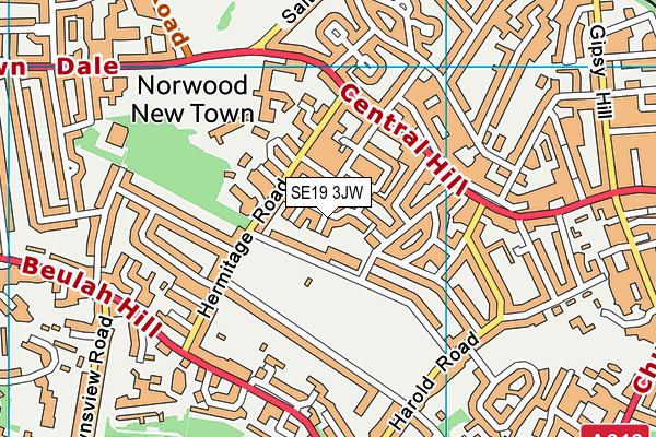 SE19 3JW map - OS VectorMap District (Ordnance Survey) SE19 3JW map - OS VectorMap District (Ordnance Survey)