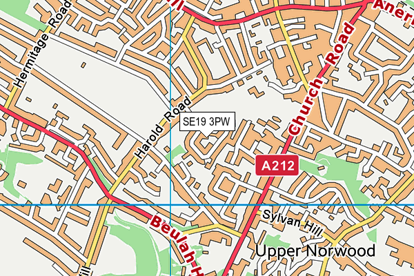 SE19 3PW map - OS VectorMap District (Ordnance Survey) SE19 3PW map - OS VectorMap District (Ordnance Survey)