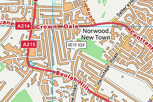 SE19 3QX map - OS VectorMap District (Ordnance Survey) SE19 3QX map - OS VectorMap District (Ordnance Survey)