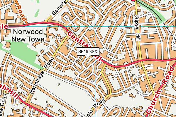 SE19 3SX map - OS VectorMap District (Ordnance Survey) SE19 3SX map - OS VectorMap District (Ordnance Survey)