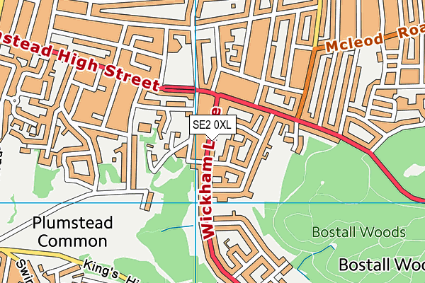 SE2 0XL map - OS VectorMap District (Ordnance Survey) SE2 0XL map - OS VectorMap District (Ordnance Survey)