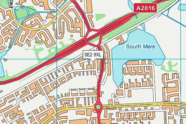 SE2 9XL map - OS VectorMap District (Ordnance Survey) SE2 9XL map - OS VectorMap District (Ordnance Survey)