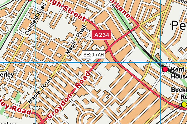 SE20 7AH map - OS VectorMap District (Ordnance Survey) SE20 7AH map - OS VectorMap District (Ordnance Survey)