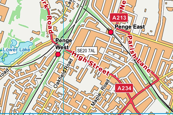 SE20 7AL map - OS VectorMap District (Ordnance Survey) SE20 7AL map - OS VectorMap District (Ordnance Survey)