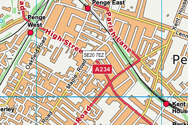 SE20 7EZ map - OS VectorMap District (Ordnance Survey)