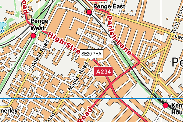 SE20 7HA map - OS VectorMap District (Ordnance Survey) SE20 7HA map - OS VectorMap District (Ordnance Survey)