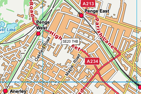 SE20 7HB map - OS VectorMap District (Ordnance Survey) SE20 7HB map - OS VectorMap District (Ordnance Survey)