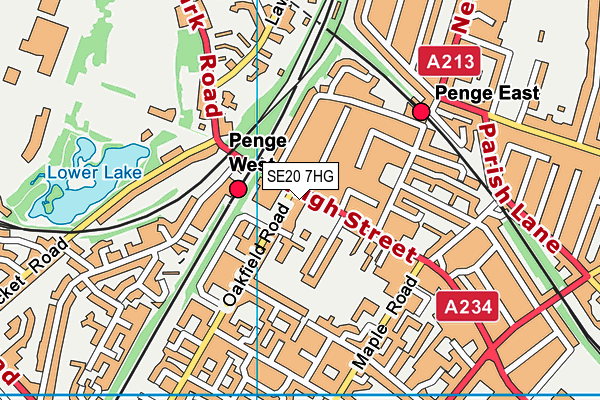 SE20 7HG map - OS VectorMap District (Ordnance Survey)
