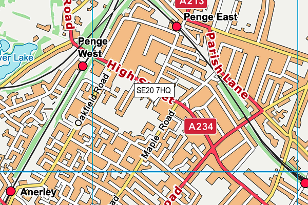 SE20 7HQ map - OS VectorMap District (Ordnance Survey) SE20 7HQ map - OS VectorMap District (Ordnance Survey)