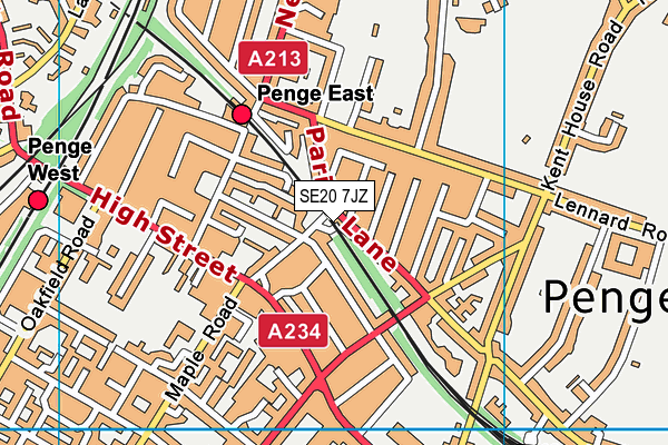 SE20 7JZ map - OS VectorMap District (Ordnance Survey) SE20 7JZ map - OS VectorMap District (Ordnance Survey)