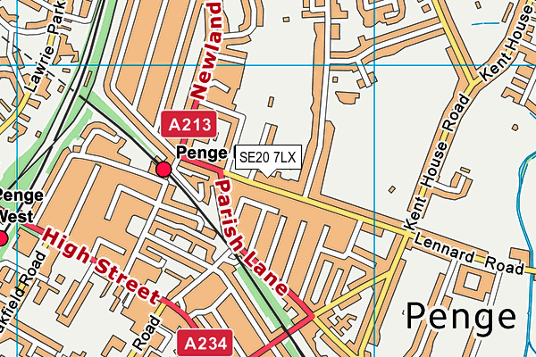 SE20 7LX map - OS VectorMap District (Ordnance Survey) SE20 7LX map - OS VectorMap District (Ordnance Survey)