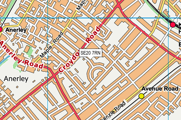 SE20 7RN map - OS VectorMap District (Ordnance Survey) SE20 7RN map - OS VectorMap District (Ordnance Survey)