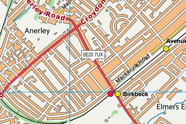 SE20 7UX map - OS VectorMap District (Ordnance Survey) SE20 7UX map - OS VectorMap District (Ordnance Survey)