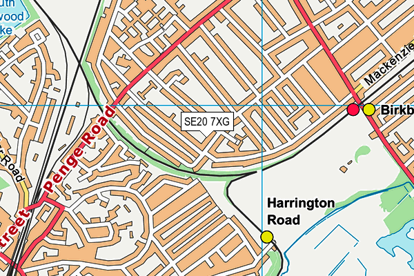 SE20 7XG map - OS VectorMap District (Ordnance Survey) SE20 7XG map - OS VectorMap District (Ordnance Survey)