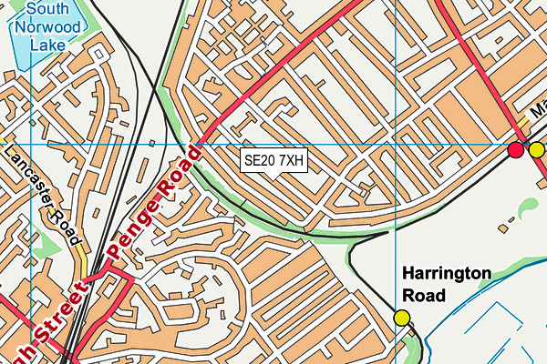 SE20 7XH map - OS VectorMap District (Ordnance Survey) SE20 7XH map - OS VectorMap District (Ordnance Survey)