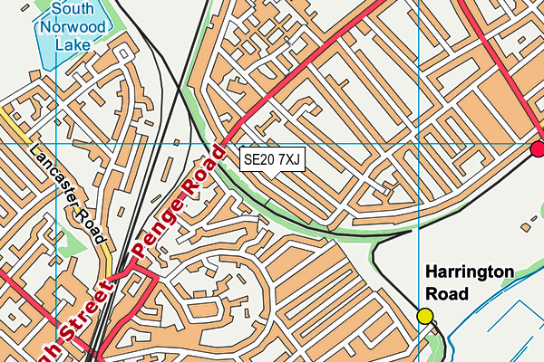 SE20 7XJ map - OS VectorMap District (Ordnance Survey) SE20 7XJ map - OS VectorMap District (Ordnance Survey)