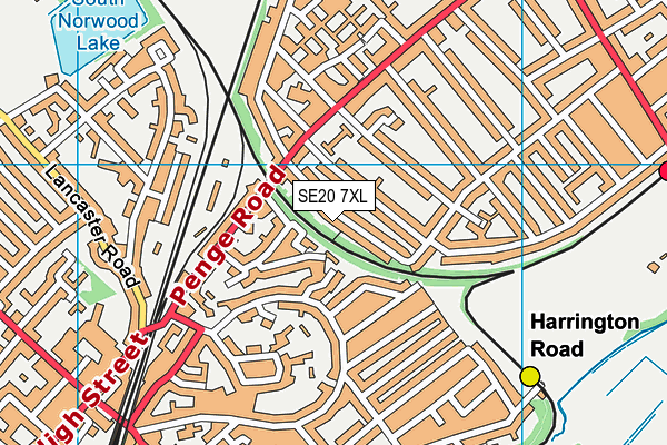 SE20 7XL map - OS VectorMap District (Ordnance Survey) SE20 7XL map - OS VectorMap District (Ordnance Survey)