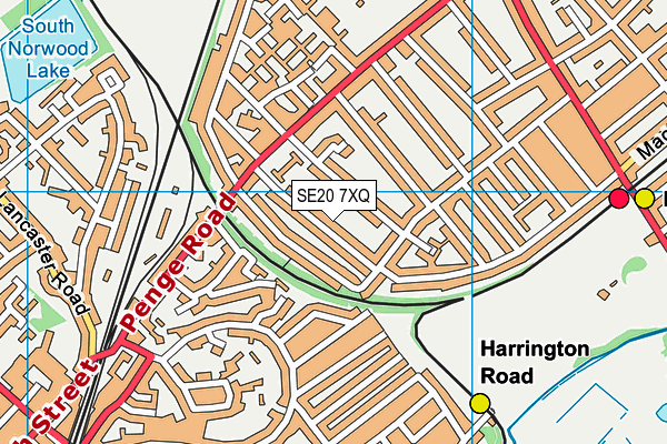 SE20 7XQ map - OS VectorMap District (Ordnance Survey) SE20 7XQ map - OS VectorMap District (Ordnance Survey)