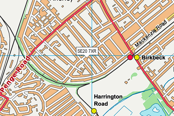 SE20 7XR map - OS VectorMap District (Ordnance Survey) SE20 7XR map - OS VectorMap District (Ordnance Survey)