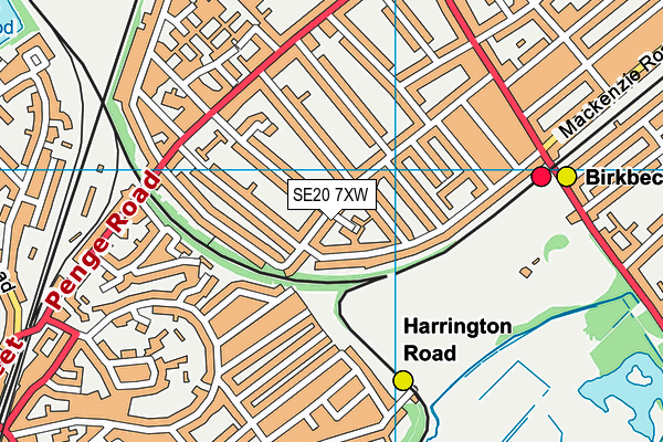 SE20 7XW map - OS VectorMap District (Ordnance Survey) SE20 7XW map - OS VectorMap District (Ordnance Survey)