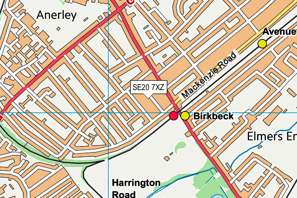 SE20 7XZ map - OS VectorMap District (Ordnance Survey) SE20 7XZ map - OS VectorMap District (Ordnance Survey)