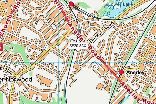 SE20 8AX map - OS VectorMap District (Ordnance Survey) SE20 8AX map - OS VectorMap District (Ordnance Survey)