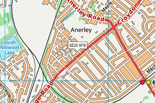 SE20 8FB map - OS VectorMap District (Ordnance Survey) SE20 8FB map - OS VectorMap District (Ordnance Survey)