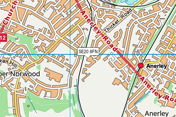 SE20 8FN map - OS VectorMap District (Ordnance Survey) SE20 8FN map - OS VectorMap District (Ordnance Survey)