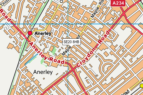 SE20 8HB map - OS VectorMap District (Ordnance Survey) SE20 8HB map - OS VectorMap District (Ordnance Survey)