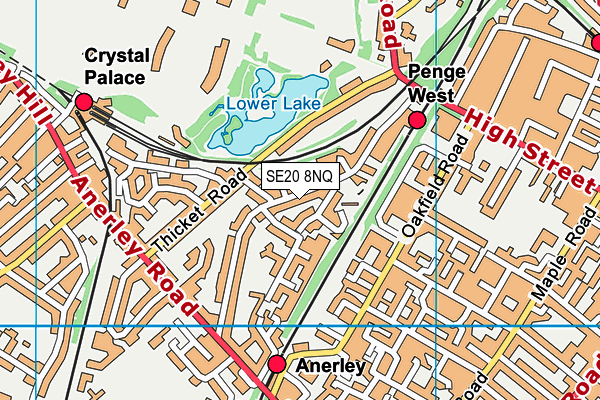 SE20 8NQ map - OS VectorMap District (Ordnance Survey)