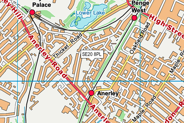 SE20 8PL map - OS VectorMap District (Ordnance Survey)