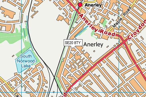 SE20 8TY map - OS VectorMap District (Ordnance Survey) SE20 8TY map - OS VectorMap District (Ordnance Survey)