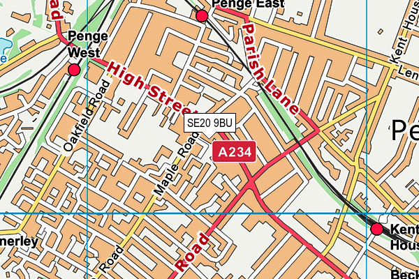 SE20 9BU map - OS VectorMap District (Ordnance Survey) SE20 9BU map - OS VectorMap District (Ordnance Survey)