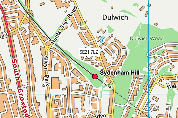 SE21 7LZ map - OS VectorMap District (Ordnance Survey)