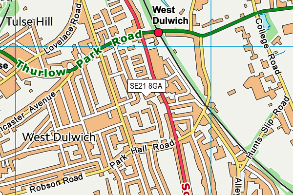 SE21 8GA map - OS VectorMap District (Ordnance Survey) SE21 8GA map - OS VectorMap District (Ordnance Survey)