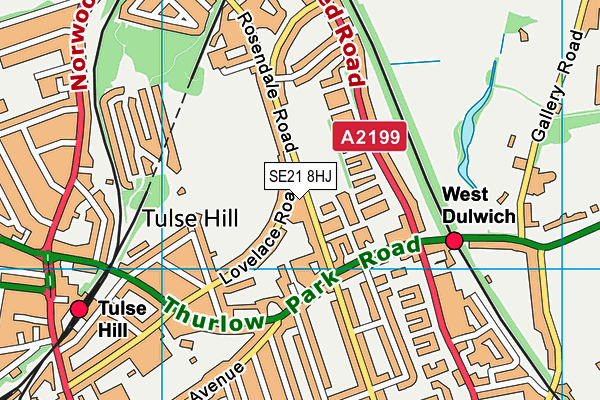 SE21 8HJ map - OS VectorMap District (Ordnance Survey) SE21 8HJ map - OS VectorMap District (Ordnance Survey)