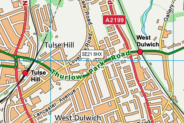 SE21 8HX map - OS VectorMap District (Ordnance Survey)