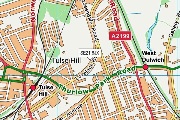 SE21 8JX map - OS VectorMap District (Ordnance Survey)