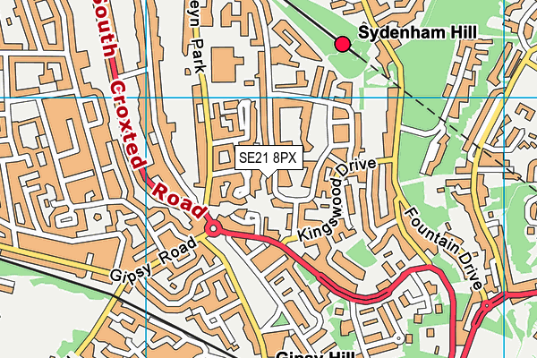 SE21 8PX map - OS VectorMap District (Ordnance Survey) SE21 8PX map - OS VectorMap District (Ordnance Survey)