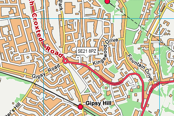 SE21 8PZ map - OS VectorMap District (Ordnance Survey) SE21 8PZ map - OS VectorMap District (Ordnance Survey)