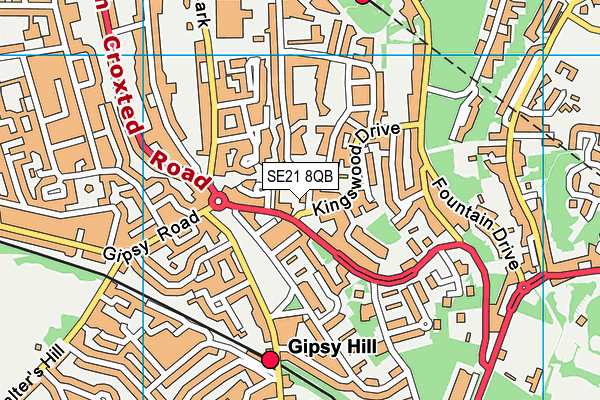 SE21 8QB map - OS VectorMap District (Ordnance Survey) SE21 8QB map - OS VectorMap District (Ordnance Survey)